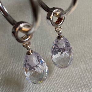 Sterling Crystal charm hoop earrings